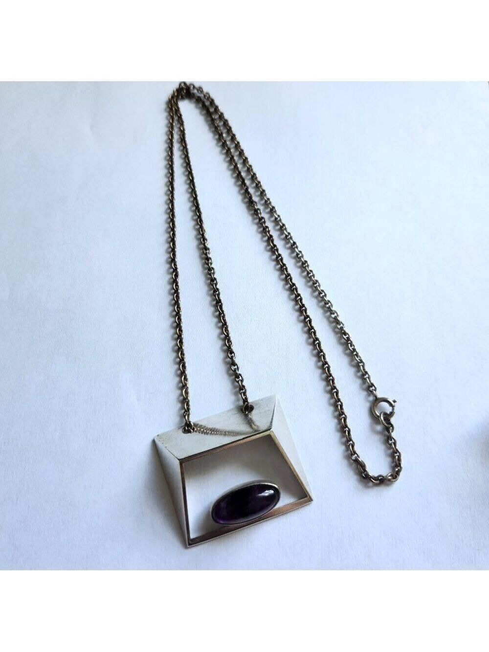 N.E. From Pendant Necklace Sterling Silver Amethyst: Danish Design